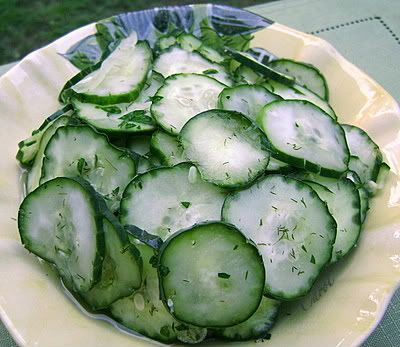 /><br/> <br/> Fresh-picked vegetables are such a treat-be it from your backyard garden or purchased from a farm stand or farmer's market.<br/> <br/> When our cucumbers do well in our garden, I'm a very happy person....why? Because then I can make one of my hands-down favorite salads.<br/> <br/> I got this recipe from my neighbor Kay years ago. I look forward to making it often-especially with fresh picked cucumbers.<br/> <br/> I call this <span class=